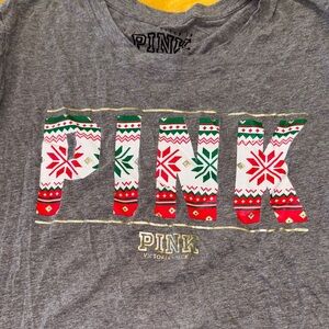Victoria's Secret PINK Festive Gray Tee